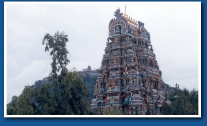 View of palani hill temple from muruga temple on the foot of the hill