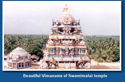 Beautiful vimanams or temple towers of swamimalai temple